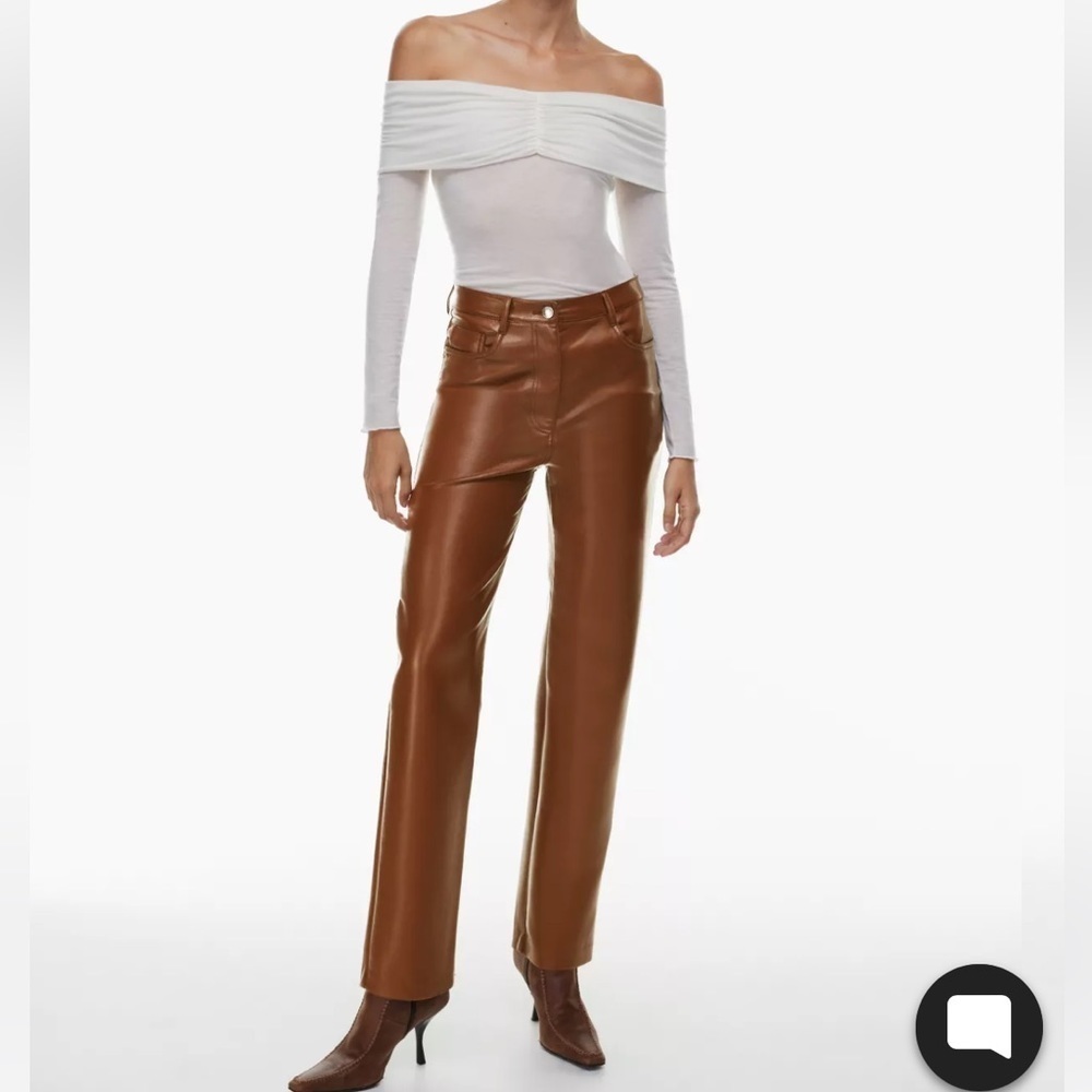 Wilfred Melina pants faux leather cognac size  8 regular